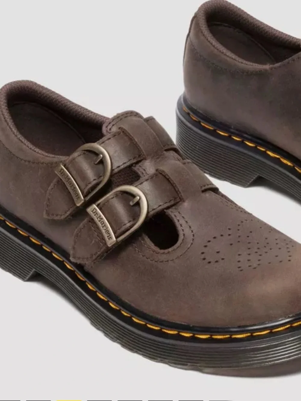 Dr. Martens Kids Brown Double-Buckle Mary Jane Shoes